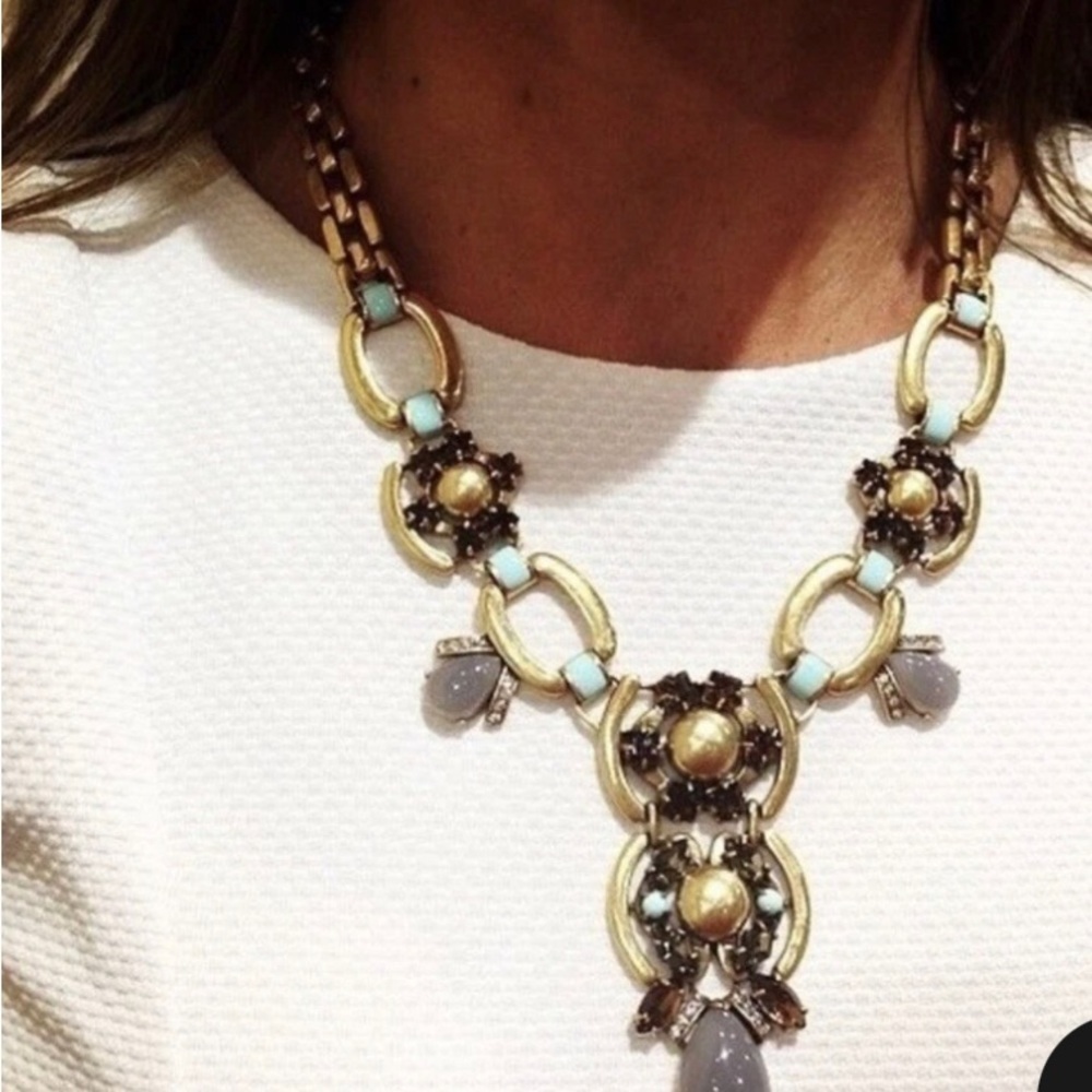 Stella & Dot Gold and Brown Necklace 124 grams. Vintage